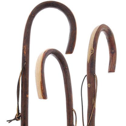 Nature-Designed Hickory Crook Cane: Rustic Natural Wood