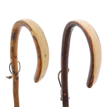Nature-Designed Hickory Crook Cane: Rustic Natural Wood