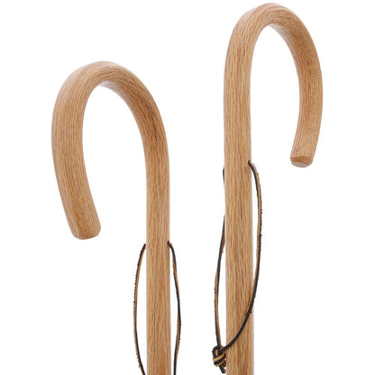 Classic Oak Crook Cane: Natural Rustic Elegance