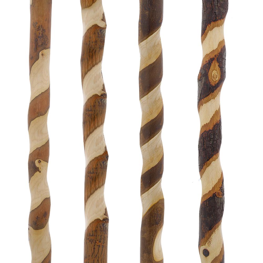Elegant Spiral & Natural Bark Cane: Hickory & Walnut Craft