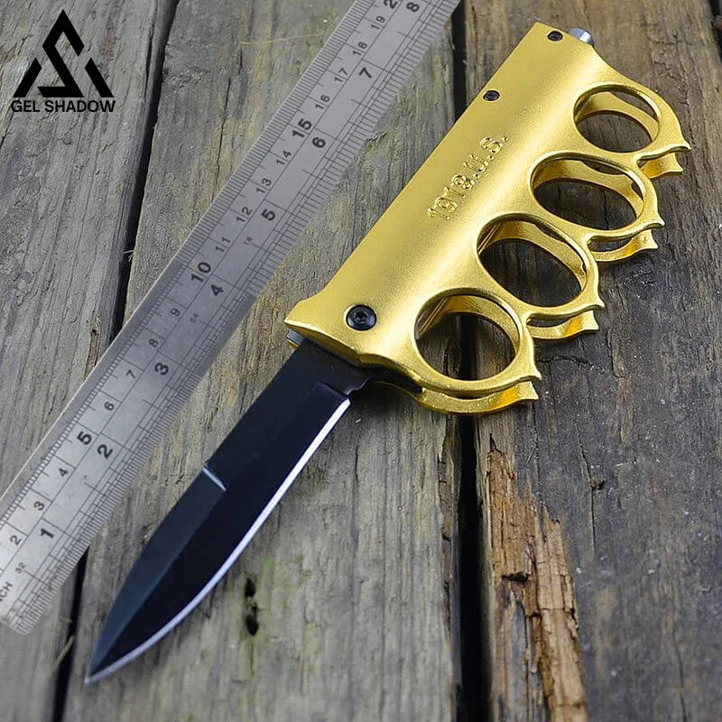 WWI 1918 Trench Knife Folder Spring Assist Knuckle Knife-GS38