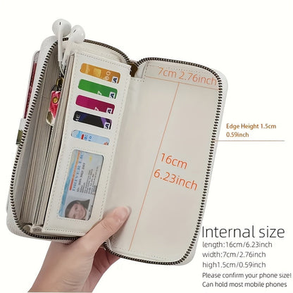 Floral Print Crossbody Phone Wallet with Detachable Shoulder Strap and Wristlet