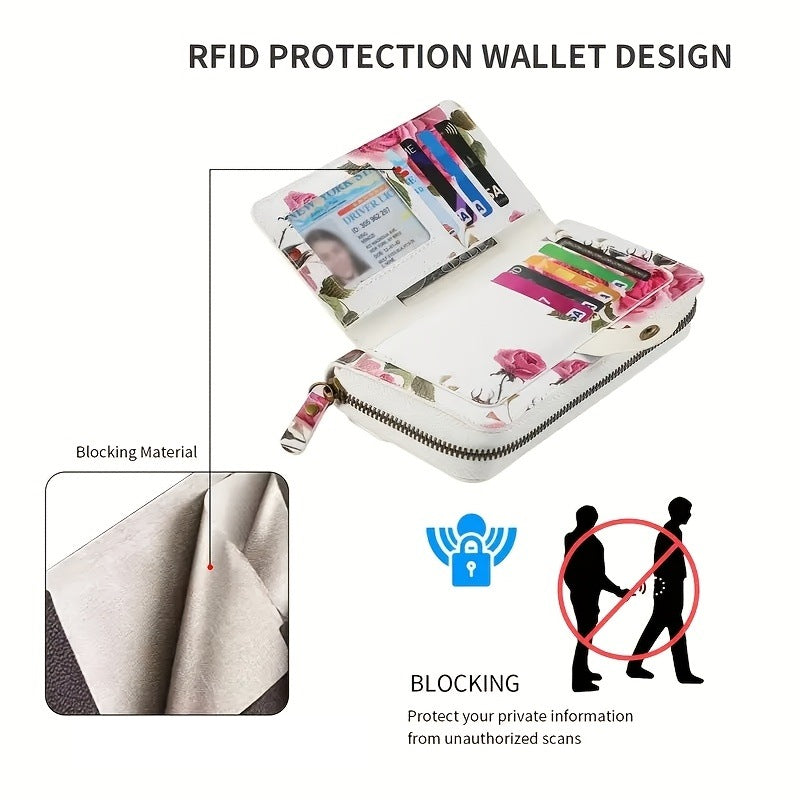 Floral Print Crossbody Phone Wallet with Detachable Shoulder Strap and Wristlet