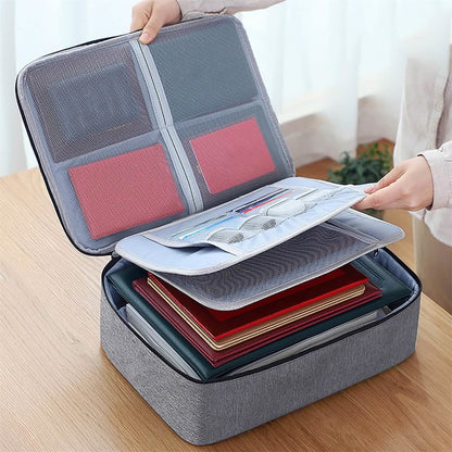 Fireproof Document Organizer Box with Mesh Pockets, 14.6 Inch