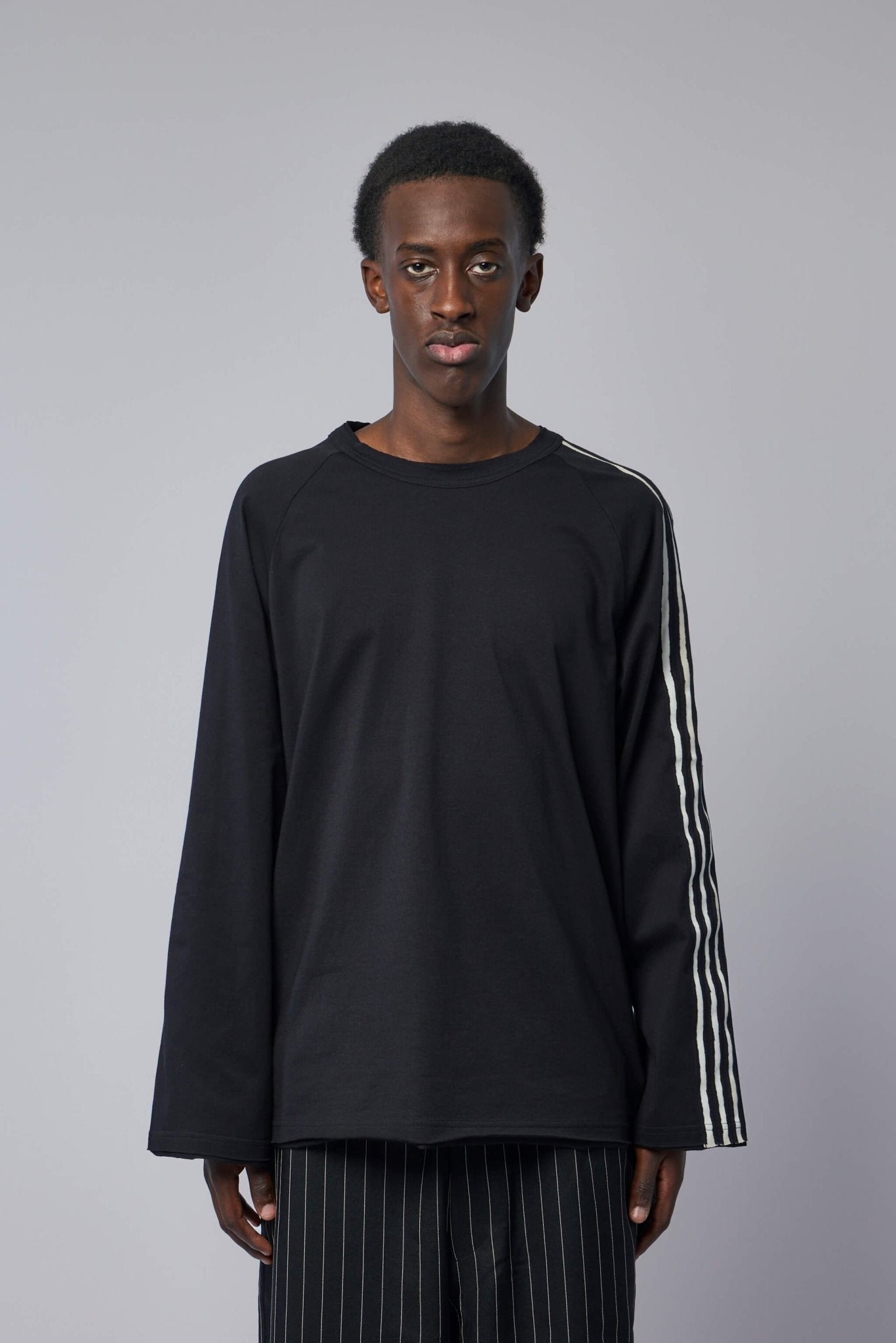 Raw Edge 3-stripes Long Sleeve Tee