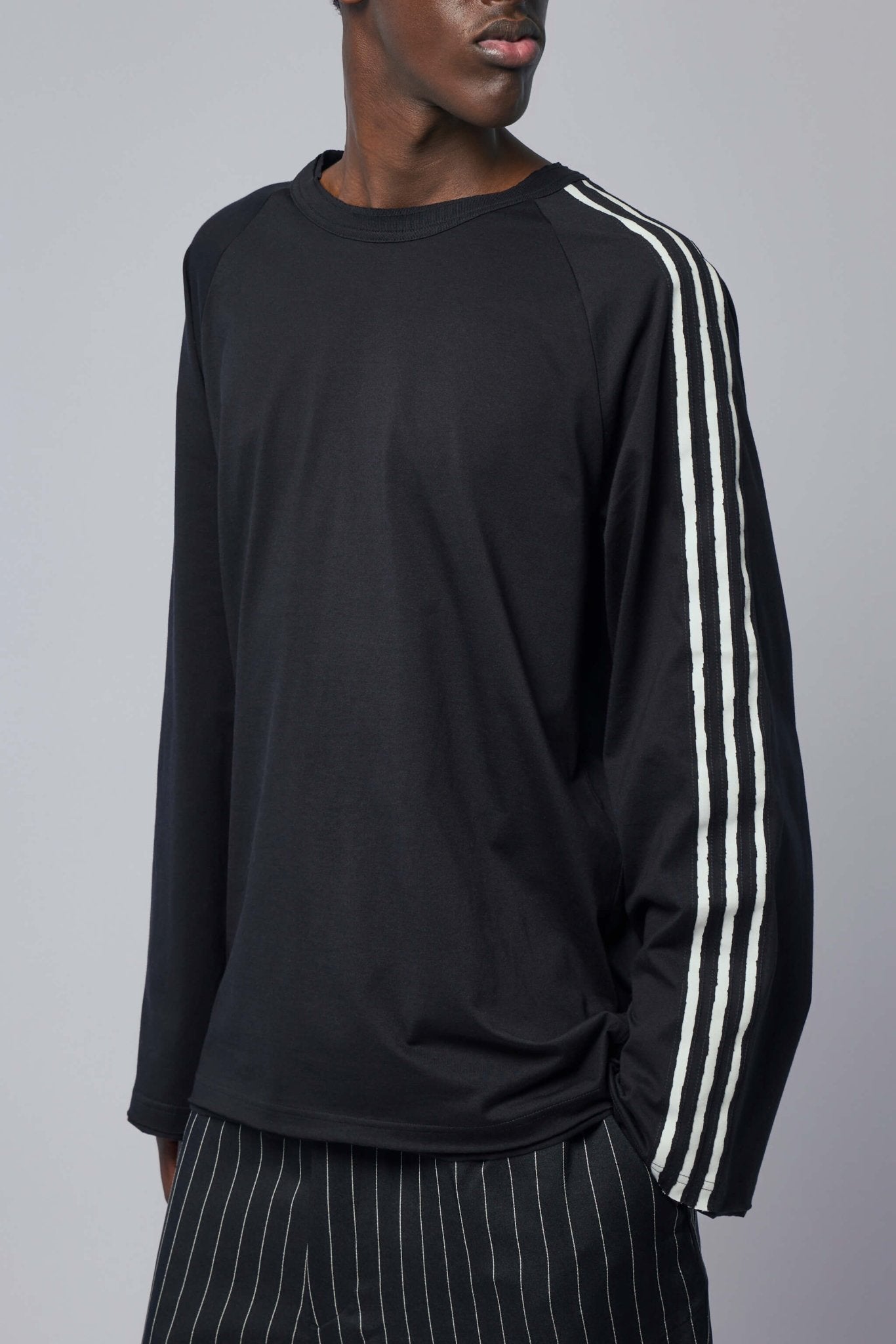 Raw Edge 3-stripes Long Sleeve Tee