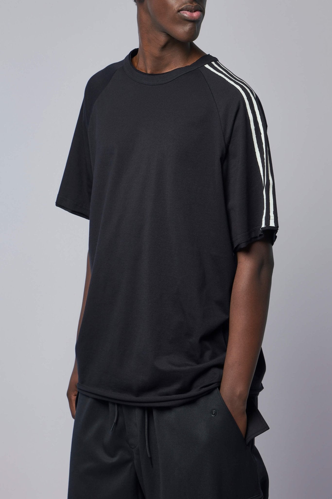 Raw Edge 3-stripes Short Sleeve Tee