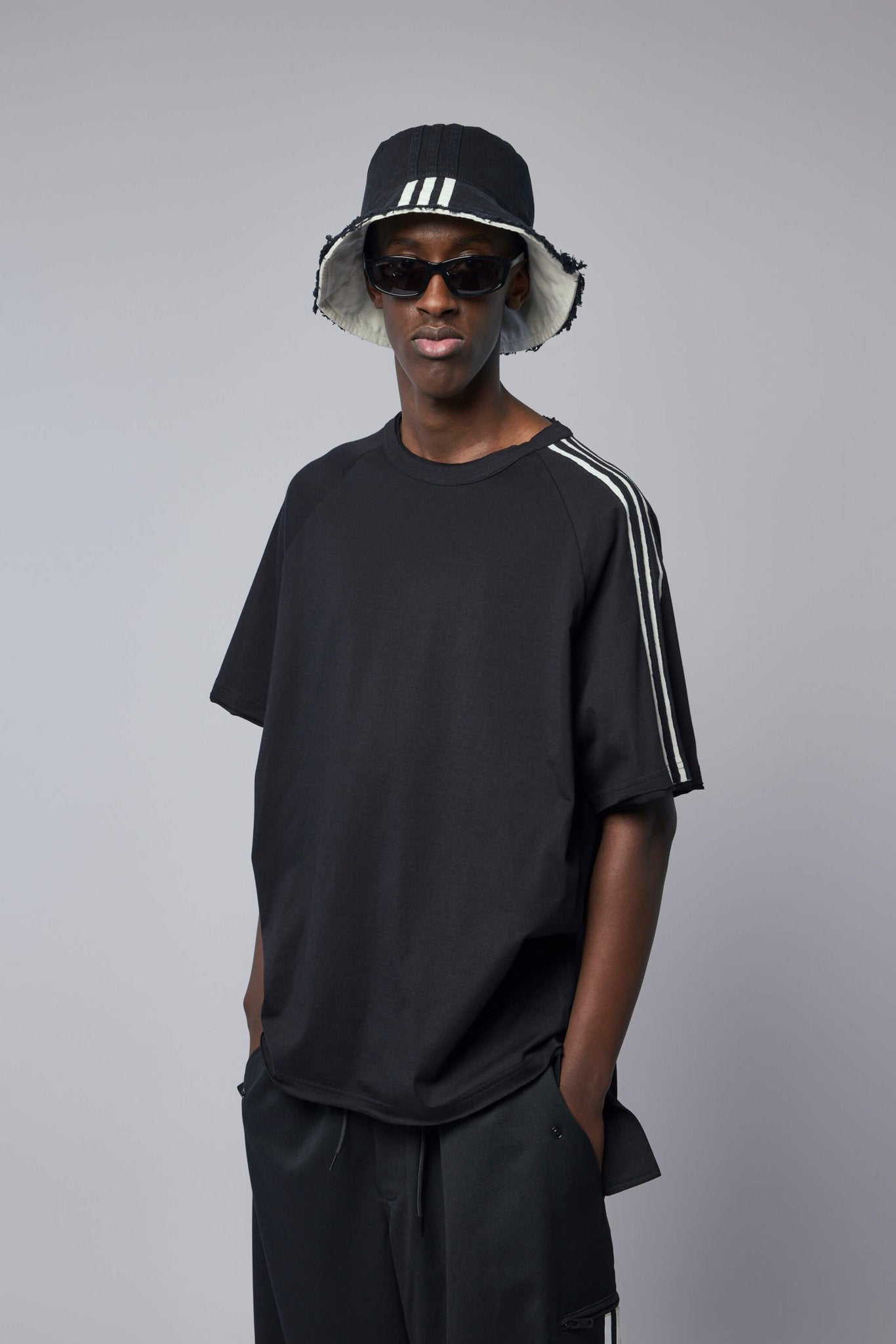 Raw Edge 3-stripes Short Sleeve Tee