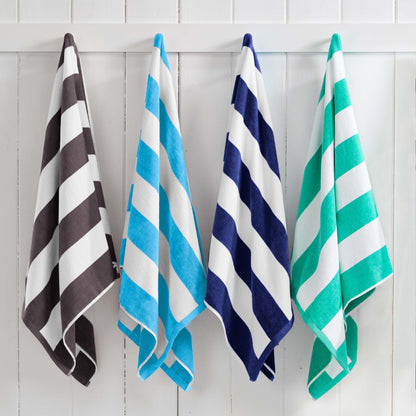 Cotton Velour Cabana Stripe Beach Towel - Novia Collection