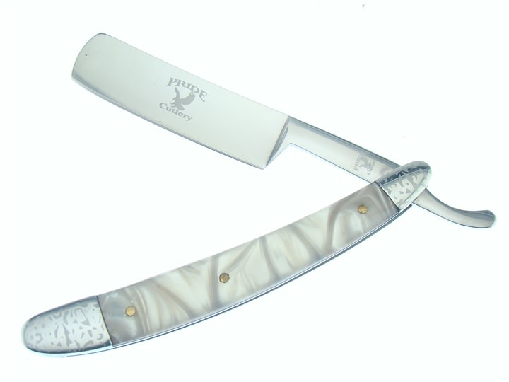 White Pearl Handle Straight Razor