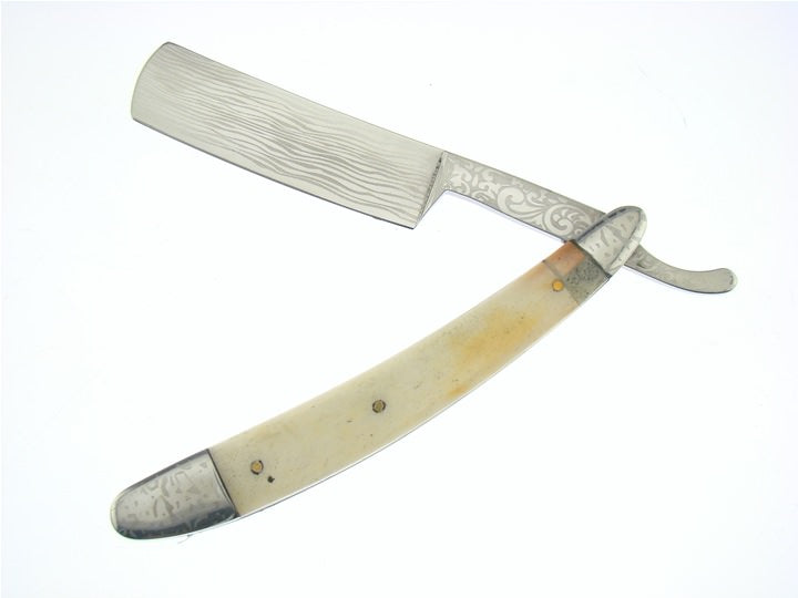 White REAL Bone Handle Straight Razor